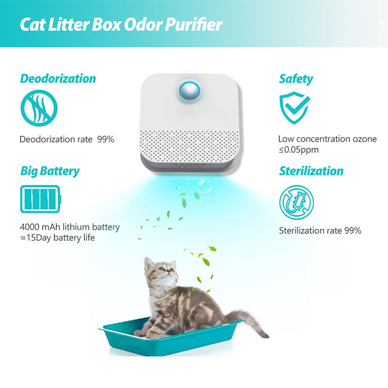 Smart Cat Litter Box Odor Purifier – Automatic Deodorizer & Air Cleaner for Pets