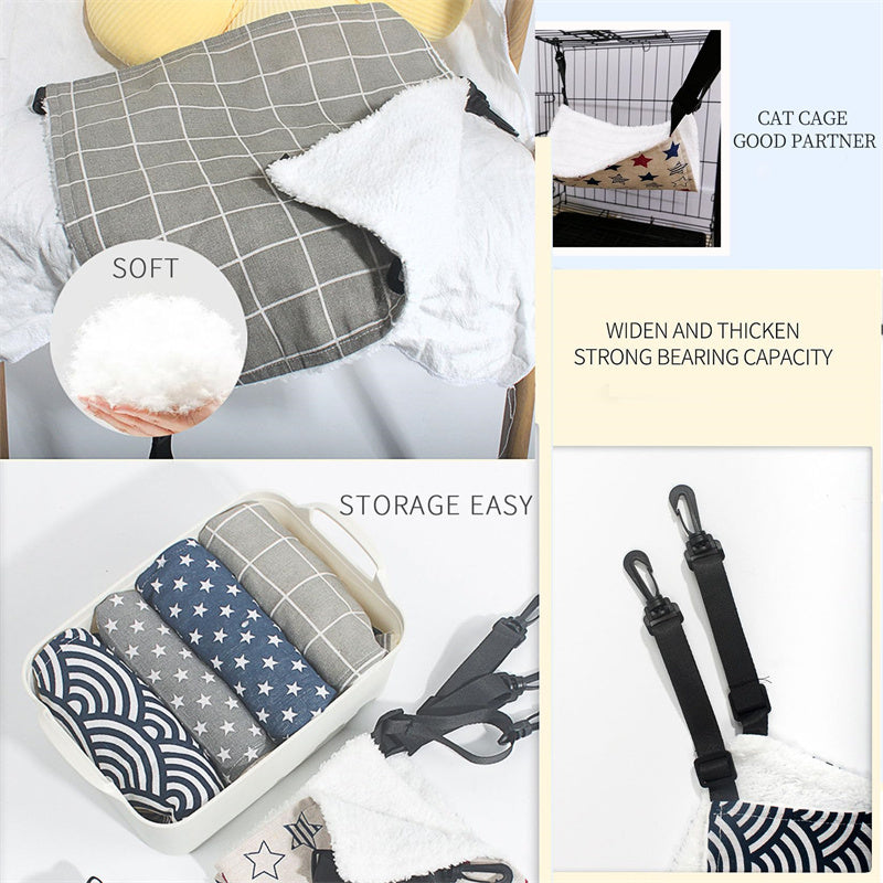 Cozy Cat Hammock Bed – Hanging Cage Hammock with Adjustable Straps (Multiple Sizes & Patterns)