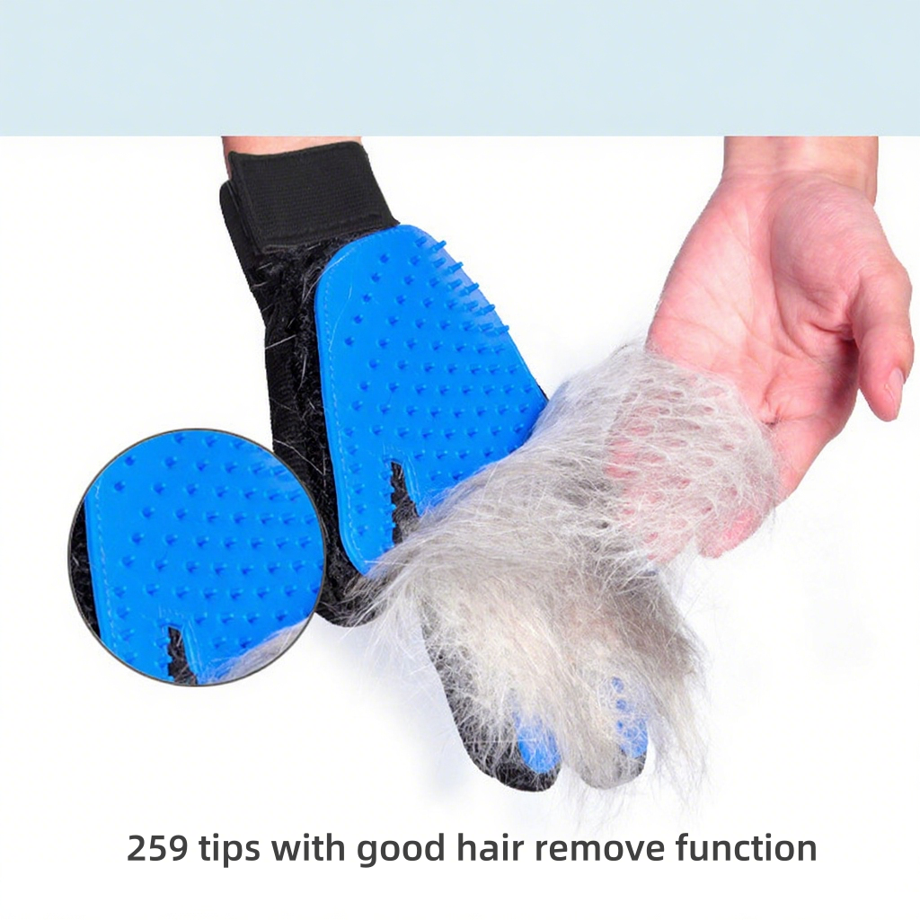 Cat Grooming Glove – Blue Deshedding Mitt for Cats & Dogs