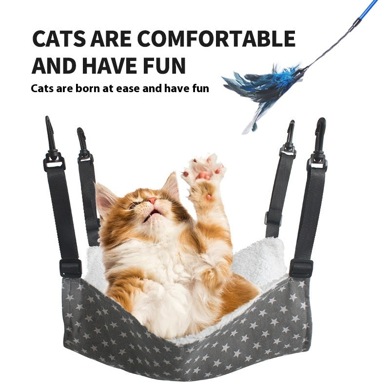 Cozy Cat Hammock Bed – Hanging Cage Hammock with Adjustable Straps (Multiple Sizes & Patterns)
