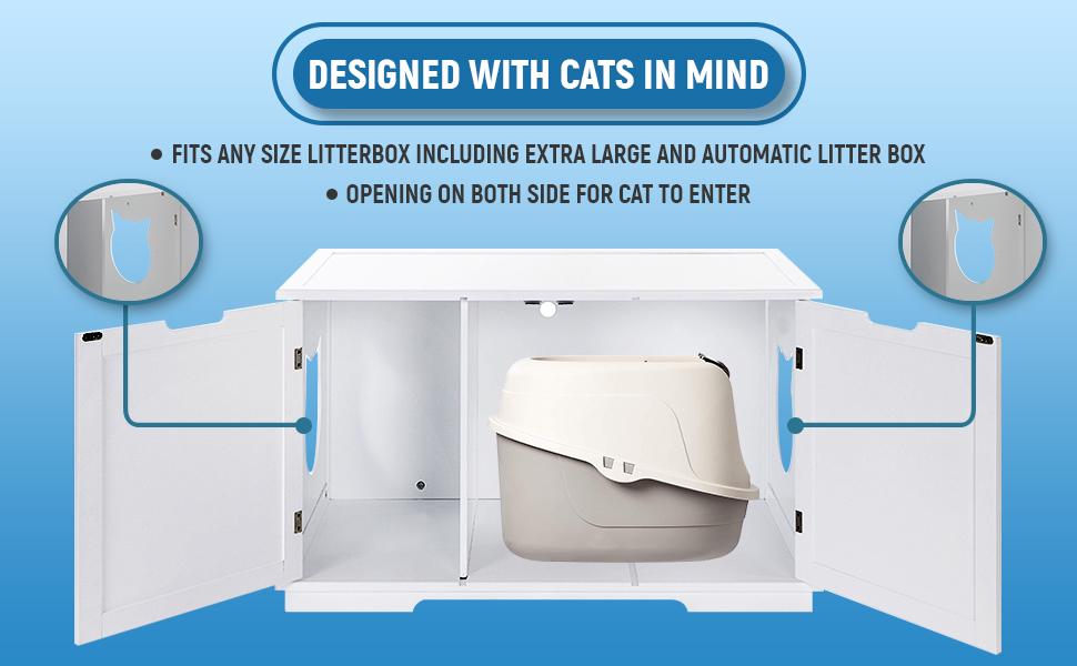 X-Large Cat Washroom Bench Litter Box Enclosure Furniture House (Multi-Color Options)