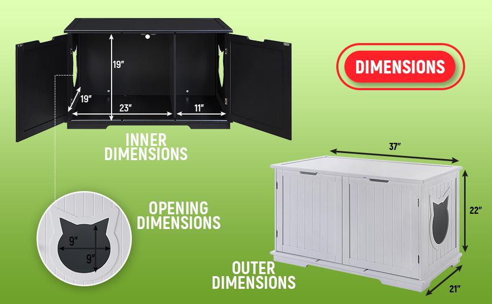 X-Large Cat Washroom Bench Litter Box Enclosure Furniture House (Multi-Color Options)