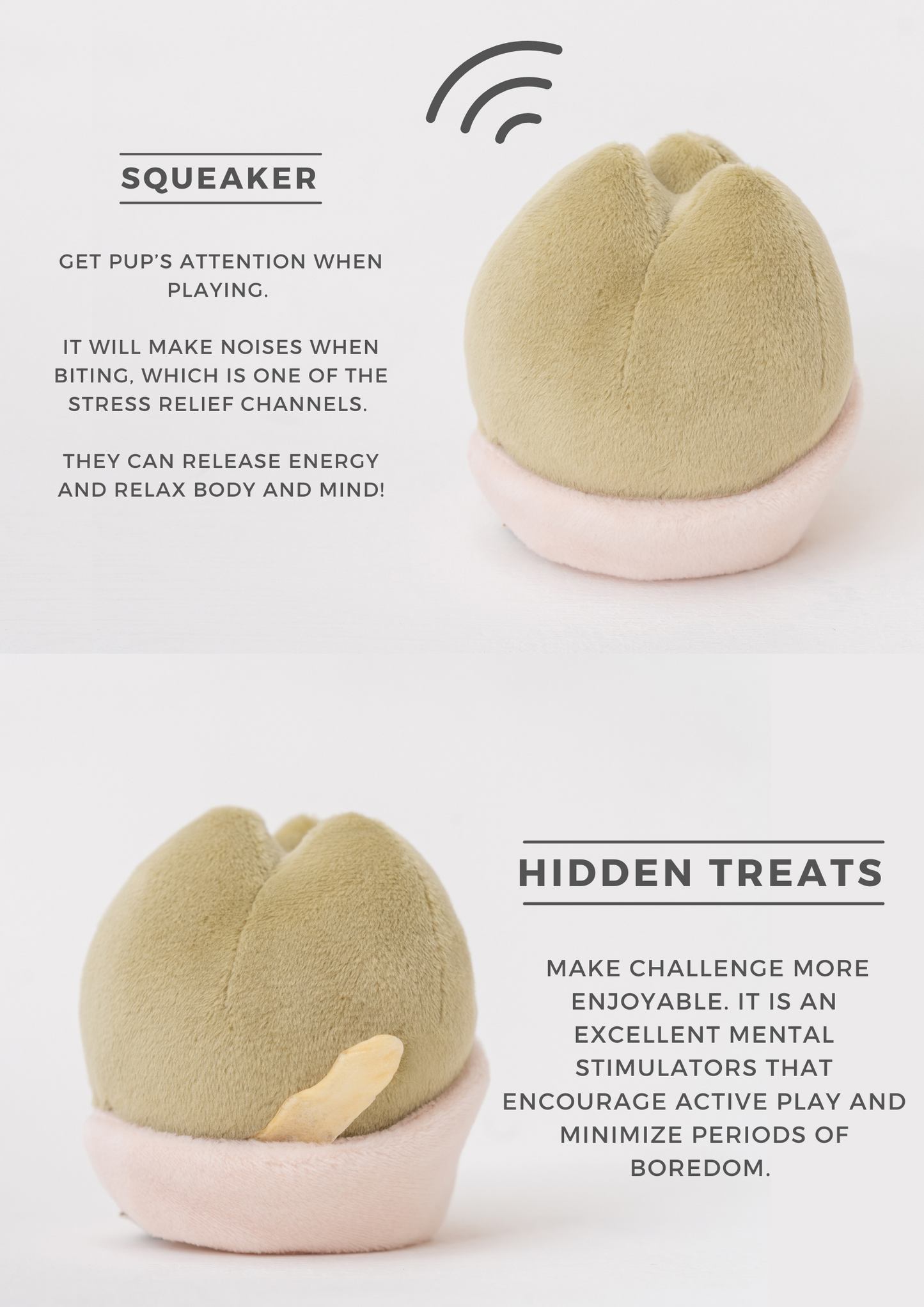 Interactive Plush Pet Toy – Squeaker & Hidden Treat Pocket