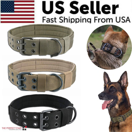 Wide Heavy-Duty Tactical Dog Collar with Control Handle