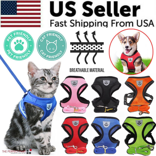 Reflective Adjustable Pet Harness & Leash Set