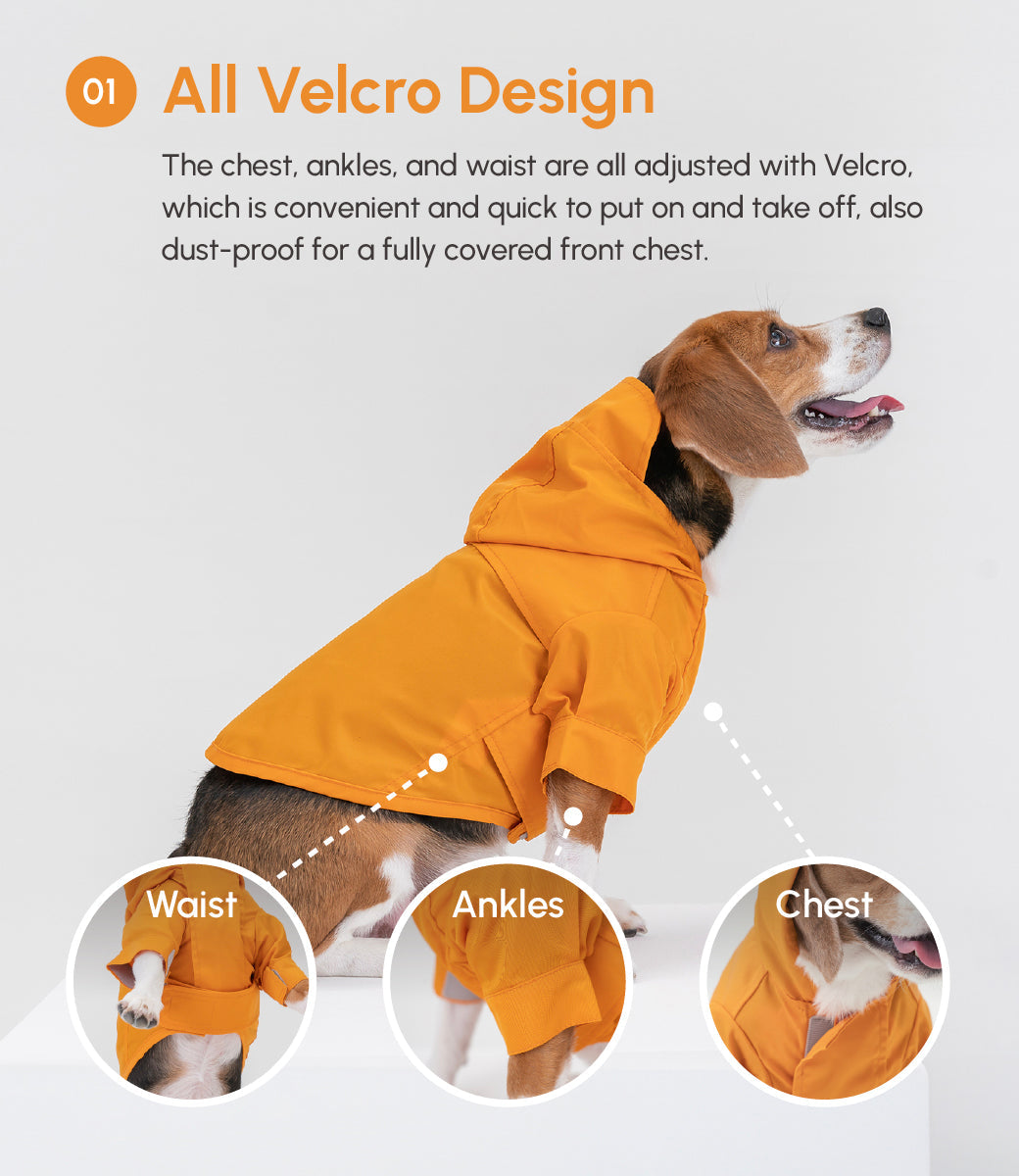 Waterproof Dog Raincoat with Hood – Adjustable Velcro Fit (XS–XXL)
