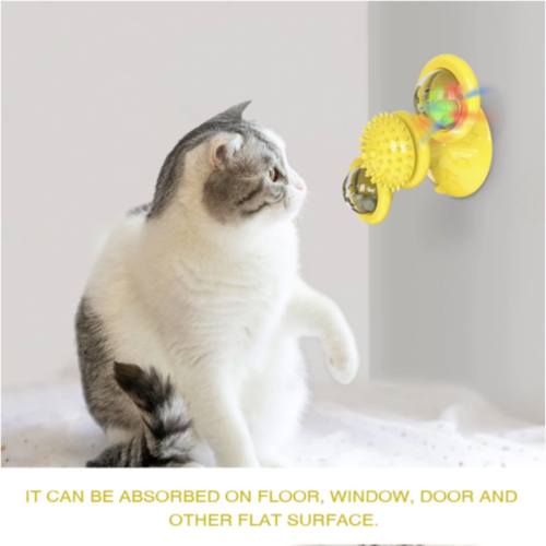 Interactive Cat Toy – Whirling LED Balls with Suction Base
