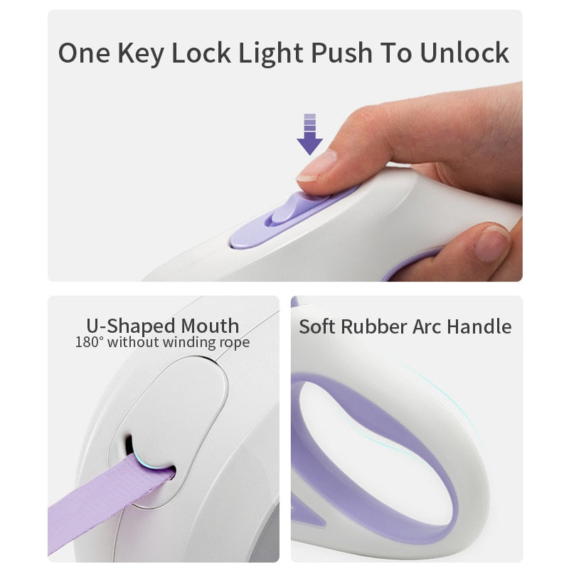 Automatic Retractable LED Dog Leash – Light-Up, Durable, 3m/5m Options