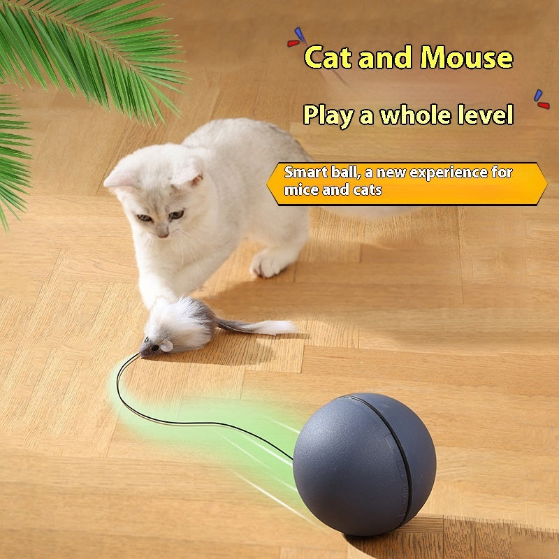 Electric Cat Teaser Ball with Plush Mouse – Interactive Rolling Toy for Cats