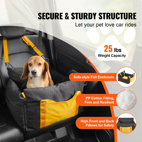 Small Pet Travel Booster Car Seat with Storage Pocket