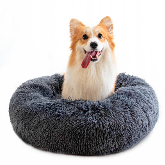 Calming Donut Pet Bed – Washable Fluffy Bed for Dogs & Cats