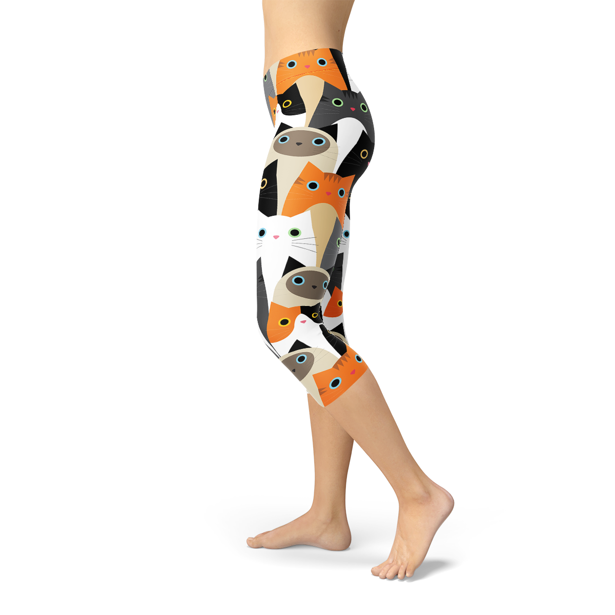 Women’s All Over Print Cat Capri Leggings – Yoga, Workout & Casual Wear