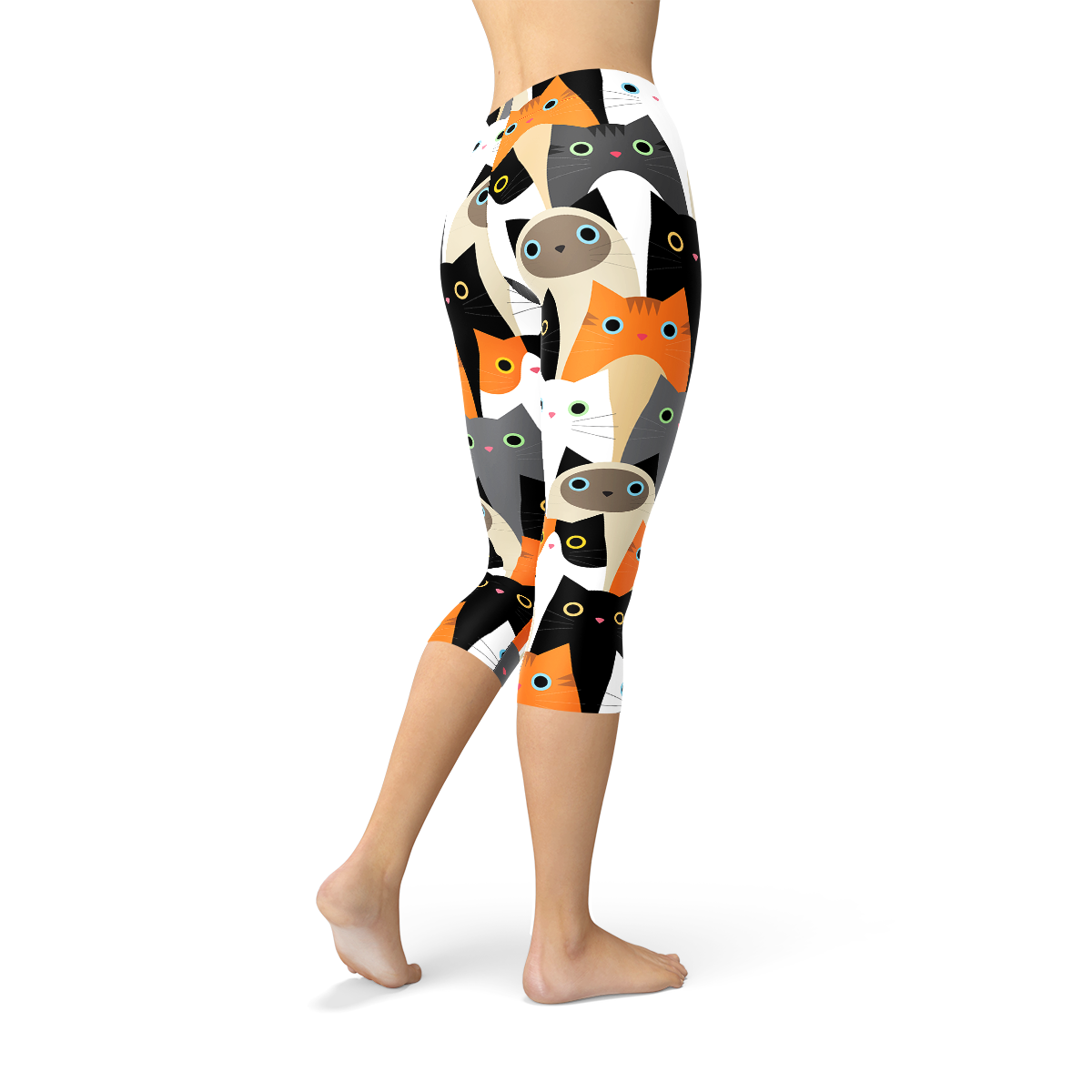 Women’s All Over Print Cat Capri Leggings – Yoga, Workout & Casual Wear