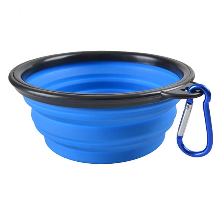 Collapsible Silicone Travel Pet Bowl – Portable Foldable Feeding Bowl with Carabiner for Dogs & Cats (1000ml)