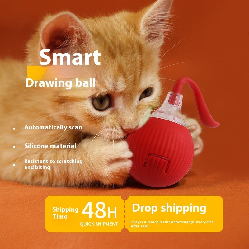 Interactive Cat Toy Ball – Smart Self-Rolling LED Teaser Ball with Tail & Rope Options