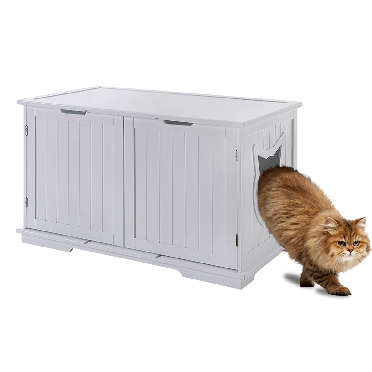 X-Large Cat Washroom Bench Litter Box Enclosure Furniture House (Multi-Color Options)