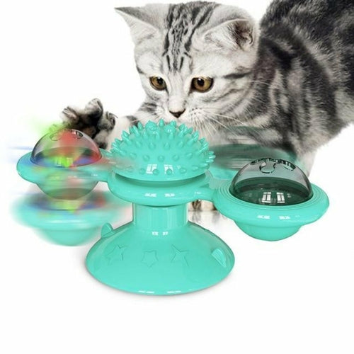 Interactive Cat Toy – Whirling LED Balls with Suction Base