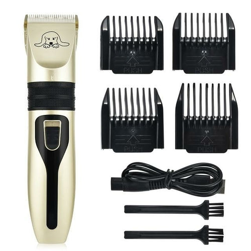 Professional Pet Hair Clipper Set – Quiet Rechargeable Dog & Cat Grooming Kit (Black & Gold)